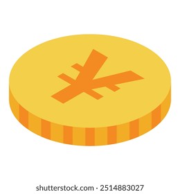 Gold coin with the yen symbol is laying flat, representing japanese currency and finance