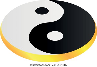 The gold coin with yin and yang symbol