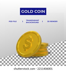 Gold Coins in 3d render with stack concepts