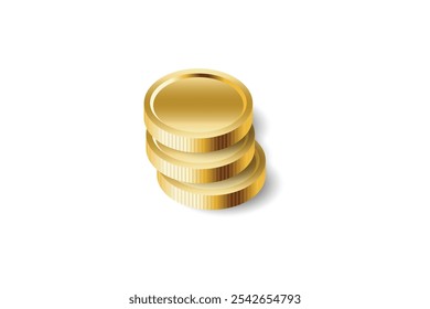 Gold Coins 3d vector illustration on white background.