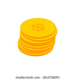 Gold coins with the American dollar symbol. The monetary unit of America. American dollar. Changeable currency. Exchange Rates. Financial exchange. Cash. Banking and finance. Business. Wage.