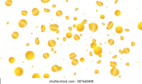 Gold coins banner for St. Patrick`s Day. Saint Patrick`s Day vector coins.