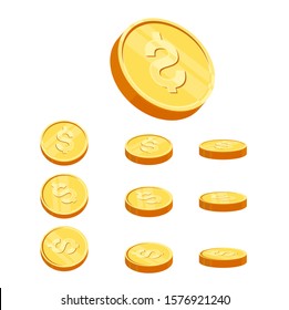 Gold coins cash money, Isolated on white transparent background. Vector eps10 illustration.