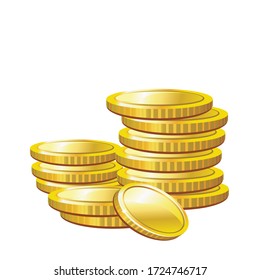 Gold coins cash money vector Illustration