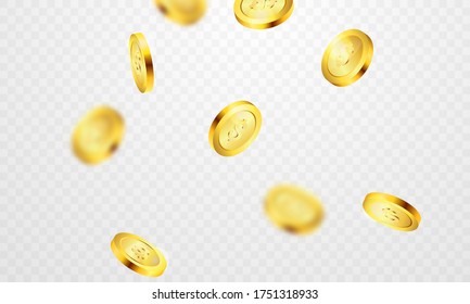 Gold coins Casino Luxury vip invitation with confetti Celebration party Gambling banner background.