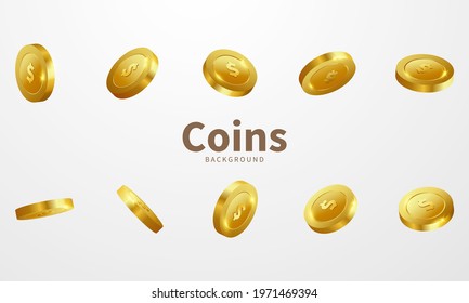 Gold coins Casino Luxury vip invitation with confetti Celebration party Gambling banner background.