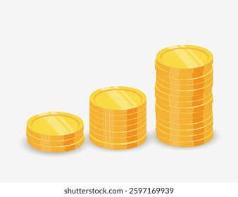 Gold coins diagram. Concept of capital growth. Vector design. 