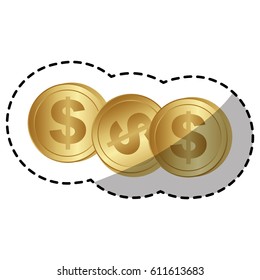 gold coins dolar currency, vector illustration design