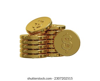 Gold coins with dollar signs on them in a stack
