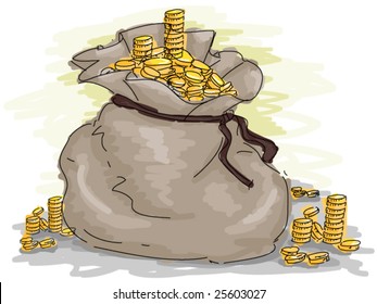 Gold Coins Doodles - Vector