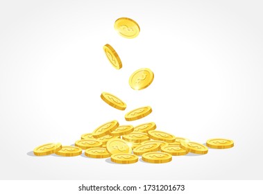 gold coins drop vector illustration