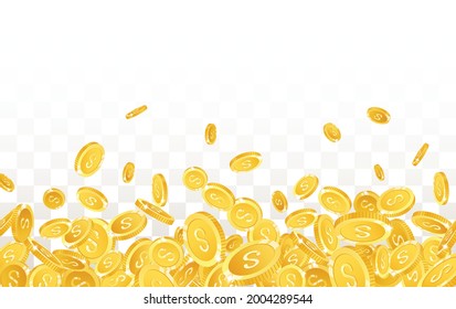 Banner de la explosión de las monedas de oro, aislado de fondo transparente