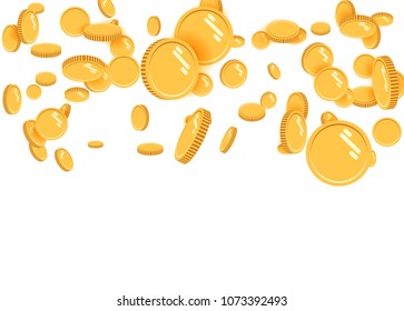 Gold coins explosion flat vector. Gold coins Pattern with the effect floating in the air in a cartoon style for designers . Successful financial planning, profitable small businesses. Digital currency