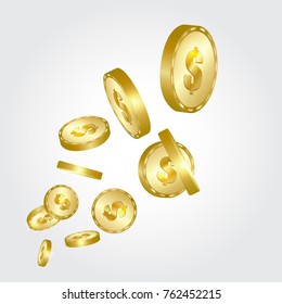 Gold coins falling. 
