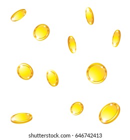gold coins falling 3d realistic vector coin icon with shadows isolated on white eps 10