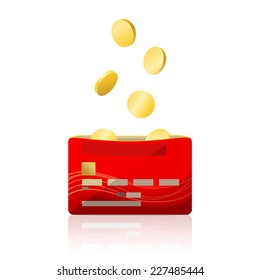 Gold coins are falling into open bank card