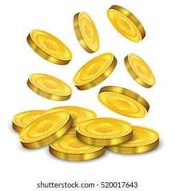 Gold coins falling .Vector illustration 