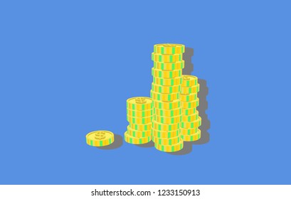 gold coins flat design vector illustration