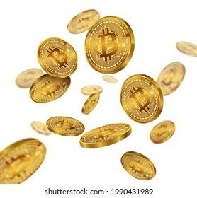 Gold coins floating on a white background.
means dollar, bitcoin, crypto.