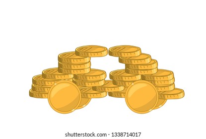 a lot of gold coins in the form of the machine on a white background. luxury vehicle