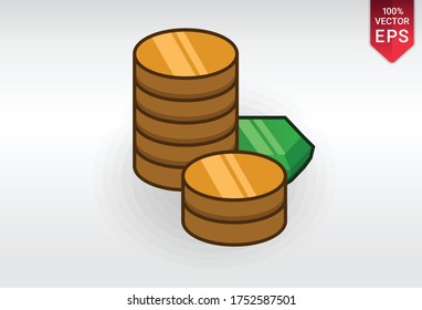 gold coins gem currency cartoon money set change