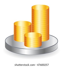 Gold coins icon for financial concept. Vector illustration.