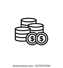 Gold Coins Icon Ideal for Finance and Wealth Illustrations