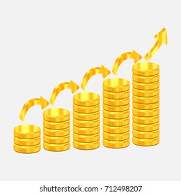 Gold coins icon vector