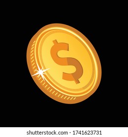 gold coins with the image of the dollar sign, Design element for logo, icon, poster, card, banner, emblem, t shirt. Vector illustration