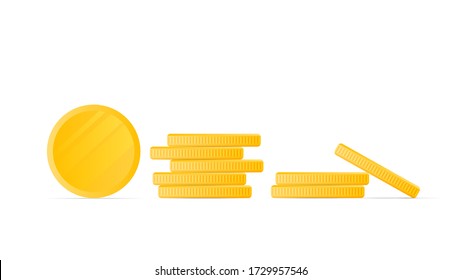 Gold Coins Isolated On A White Background. Stack Of Gold Coins In A Cartoon Style Game. Game Icons. Vector.