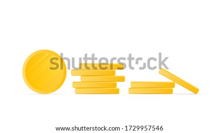 Gold coins isolated on a white background. Stack of gold coins in a cartoon style game. Game icons. Vector.