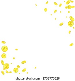 Gold coins jump or fall. Casino jackpot or win concept. Gold coins on white background. Applicable for gaming, gambling, jackpot illustration.