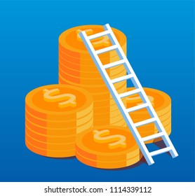 Gold coins and ladder