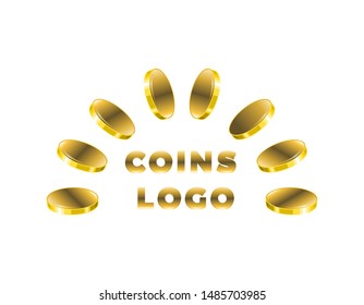 gold coins logo vector isolated on white
