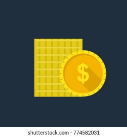 Gold Coins. Money Concept. Flat Design Style. Vector Illustration