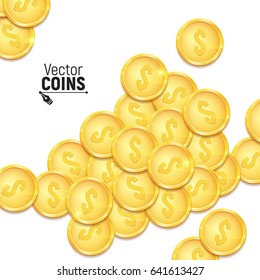 Gold coins. Money isolated on a white background. Vector illustration.