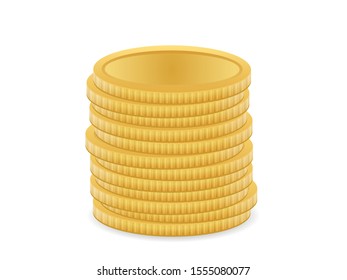 Gold coins on a white background.