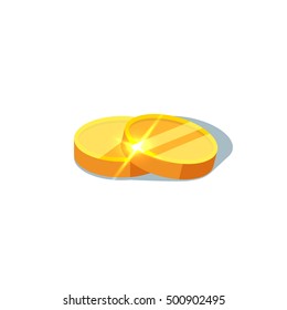 Gold coins on a white background. Vector illustration of gold coins icon in flat style isolated. Concept of money and finance