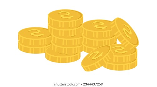Gold Coins Pile Vector Illustration
