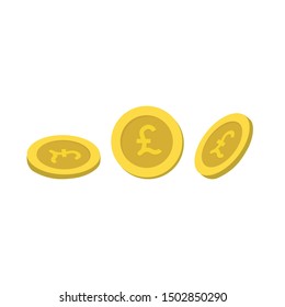 Gold coins with pound sign on white background,vector illustration