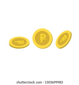 Gold coins with rouble sign on white background,vector illustration