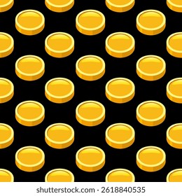 Gold coins seamless pattern, background success concept