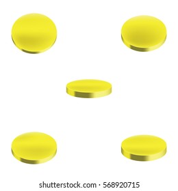 Gold coins set isolated in different position. Vector illustration.