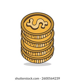 Gold coins. Set of money icons. Cash dollar currency. Realistic dollar gold coin. Profit money, investment and financial savings