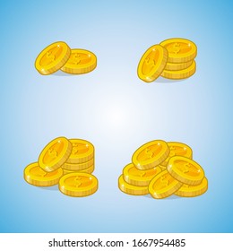 Gold coins set. Vector treasure illustration. 