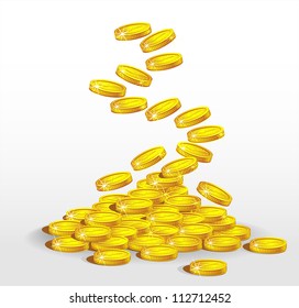 Gold coins spilling. The concept of profit