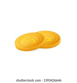 Gold coins stack. Finance heap, dollar coin pile. Vector illustration.