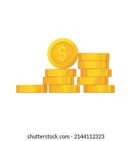 Gold Coins stack. Flat style dollar currency pile. Modern financial vector design isolated on white background. eps10 illustration.