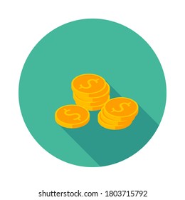 Gold coins stack icon vector isometric. Flat style vector illustration.