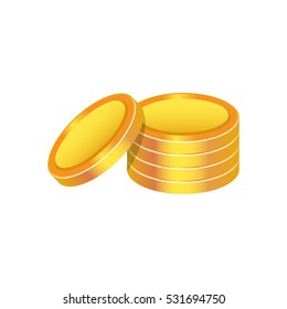 Gold coins. Stack of gold coins isolated on white background. Vector illustration.